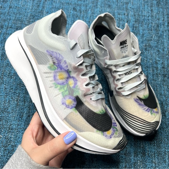 Nike Zoom Fly Floral Sneakers in Pure Platinum - Picture 1 of 9